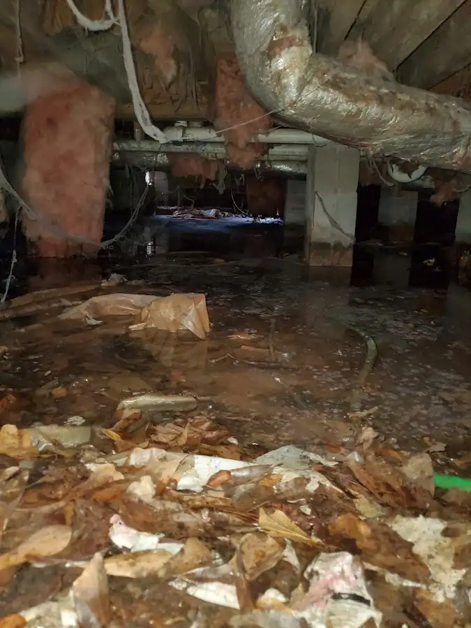 Crawl space flood assessment for Commercial Water Damage Restoration in Genoa