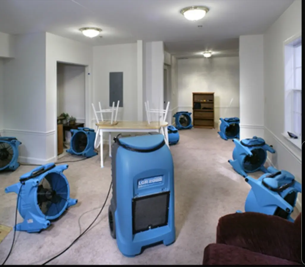 Air movers and dehumidifier setup for Water Extraction & Removal in Genoa